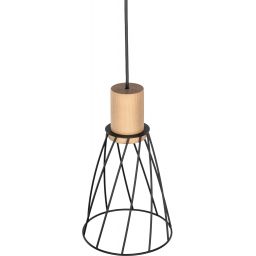 TK Lighting Modesto lampa wisząca 1x10 W czarna-drewno 10155