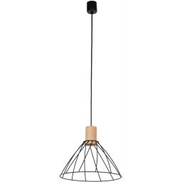 TK Lighting Modesto lampa wisząca 1x10 W czarna-drewno 10156
