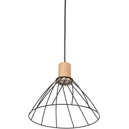 TK Lighting Modesto lampa wisząca 1x10 W czarna-drewno 10156