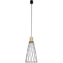 TK Lighting Modesto lampa wisząca 1x10 W czarna-drewno 10157