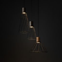 TK Lighting Modesto lampa wisząca 3x10 W czarna-drewno 10188