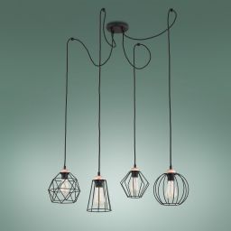 TK Lighting Galaxy lampa wisząca 4x15 W czarna 1646