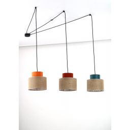 TK Lighting Duo Juta lampa wisząca 3x15W czarny/mix kolorów 3140