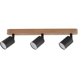 TK Lighting Top lampa podsufitowa 3x10W czarny/drewno 3292