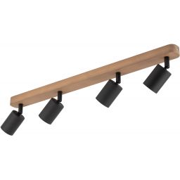 TK Lighting Top lampa podsufitowa 4x10W czarny/drewno 3293