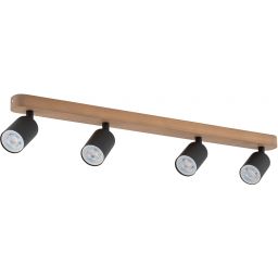 TK Lighting Top lampa podsufitowa 4x10W czarny/drewno 3293