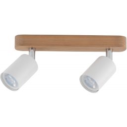 TK Lighting Top lampa podsufitowa 2x10W biały/chrom/drewno 3295