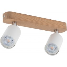 TK Lighting Top lampa podsufitowa 2x10W biały/chrom/drewno 3295