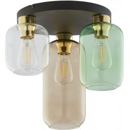 TK Lighting Marco lampa podsufitowa 3x15W czarna/zielona/brązowa 3318