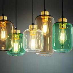 TK Lighting Marco lampa wisząca 6x15W czarna/zielona/brązowa 3328