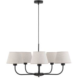 TK Lighting Chicago lampa wisząca 5x15W czarny/len naturalny 3989