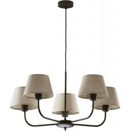 TK Lighting Chicago lampa wisząca 5x15W czarny/len naturalny 3989