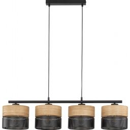 TK Lighting Nicol lampa wisząca 4x15W czarny/drewno 4802