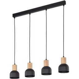 TK Lighting Cairo lampa wisząca 4x15W czarny/drewno 4896