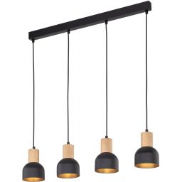 TK Lighting Cairo lampa wisząca 4x15W czarny/drewno 4896