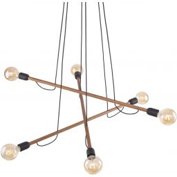 TK Lighting Helix lampa wisząca 6x15W orzech/czarny 4950