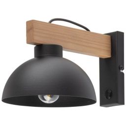 TK Lighting Oslo kinkiet 1x15W czarny/jasne drewno 4961