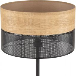 TK Lighting Nicol lampa stojąca 1x15W czarny/drewno 5123