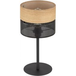 TK Lighting Nicol lampa stołowa 1x15W czarny/drewno 5124