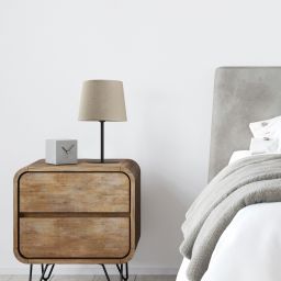 TK Lighting Chicago lampa stołowa 1x15W czarny/len naturalny 5150