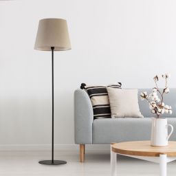 TK Lighting Chicago lampa stojąca 1x15W czarny/len naturalny 5151