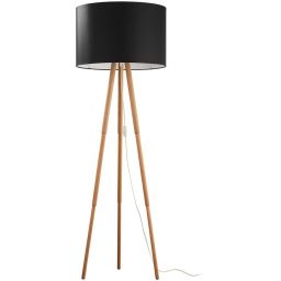 TK Lighting Tokyo lampa stojąca 1x15 czarny/jasne drewno 5286