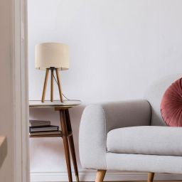 TK Lighting Tokyo lampa stołowa 1x15 beżowy/jasne drewno 5291