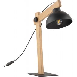 TK Lighting Oslo lampa stołowa 1x15W czarna/jasne drewno 5346