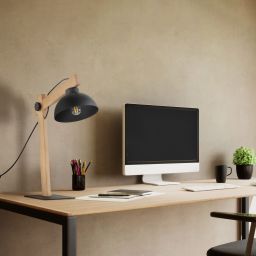 TK Lighting Oslo lampa stołowa 1x15W czarna/jasne drewno 5346