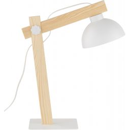TK Lighting Oslo lampa stołowa 1x15W biała/jasne drewno 5347