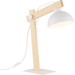TK Lighting Oslo lampa stołowa 1x15W biała/jasne drewno 5347