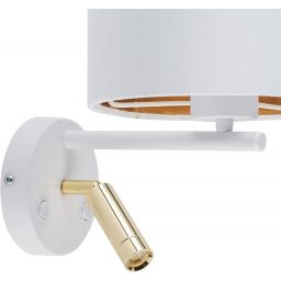 TK Lighting Hilton kinkiet 1x60W+1x6W biały/złoty 5361