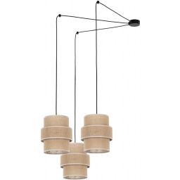 TK Lighting Calisto lampa wisząca 3x15W czarny/beżowy 5403