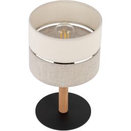 TK Lighting Eco lampa stołowa 1x15W szary/beżowy/drewno 5596