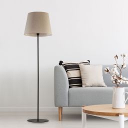 TK Lighting Chicago lampa stojąca 1x15W czarny/len naturalny 5151