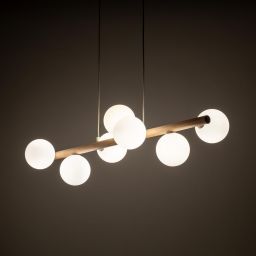 TK Lighting Estera Wood lampa wisząca 7x6 W biała-drewno 5905