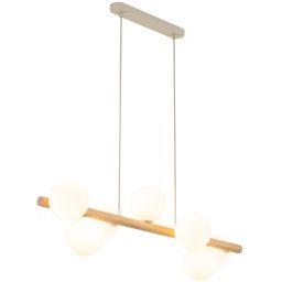 TK Lighting Estera Wood lampa wisząca 7x6 W biała-drewno 5905