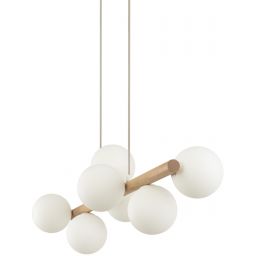 TK Lighting Estera Wood lampa wisząca 7x6 W biała-drewno 5905