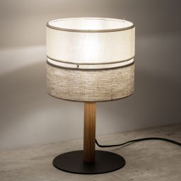 TK Lighting Eco lampa stołowa 1x15W szary/beżowy/drewno 5596