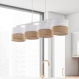 TK Lighting Linobianco lampa wisząca 4x15W biały/brązowy 6576