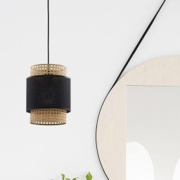 TK Lighting Boho Black lampa wisząca 1x15W czarny/beżowy 6540