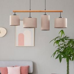 TK Lighting Deva Nature lampa wisząca 4x15W czarny/szary/beżowy 6108