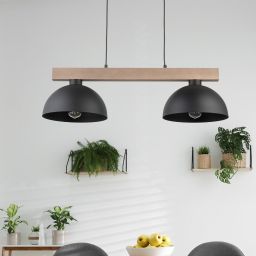 TK Lighting Oslo Black lampa wisząca 2x15W czarny/brązowy 4711