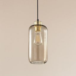 TK Lighting Marco lampa wisząca 1x15W czarna/brązowa 3314