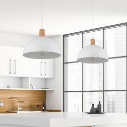 TK Lighting Oslo lampa wisząca 1x15W biały/brązowy 4851