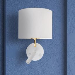 TK Lighting Richi kinkiet 1x60W+1x6W biały/złoty 1370