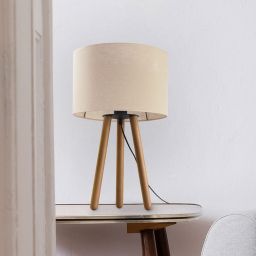 TK Lighting Tokyo lampa stołowa 1x15 beżowy/jasne drewno 5291
