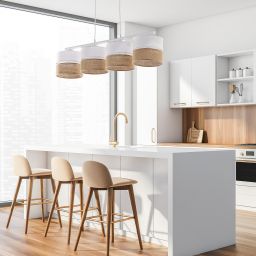 TK Lighting Linobianco lampa wisząca 4x15W biały/brązowy 6576