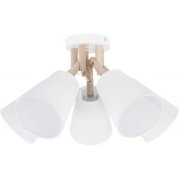 TK Lighting Vaio White lampa podsufitowa 5x15W biały/drewno 666