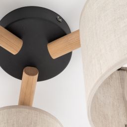 TK Lighting Deva Nature lampa podsufitowa 3x15 W szary/drewno/czarny 6865